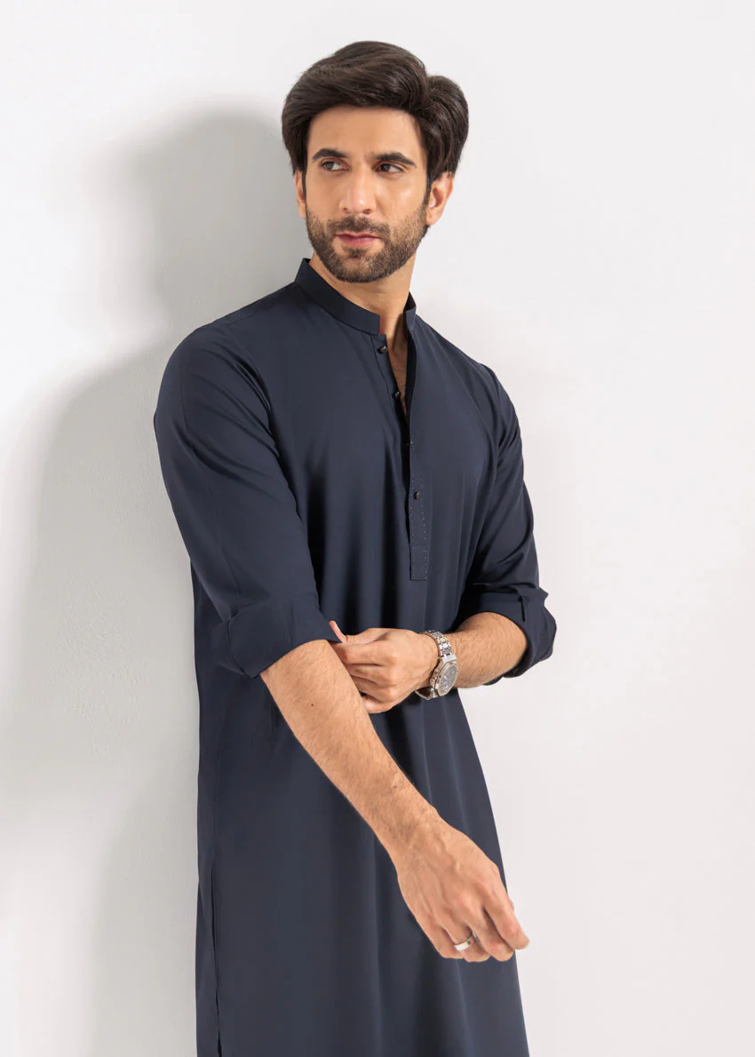 N-Blue-Blended-Kurta Shalwar - (M25KSS1012) Y-F-12 - Image 3