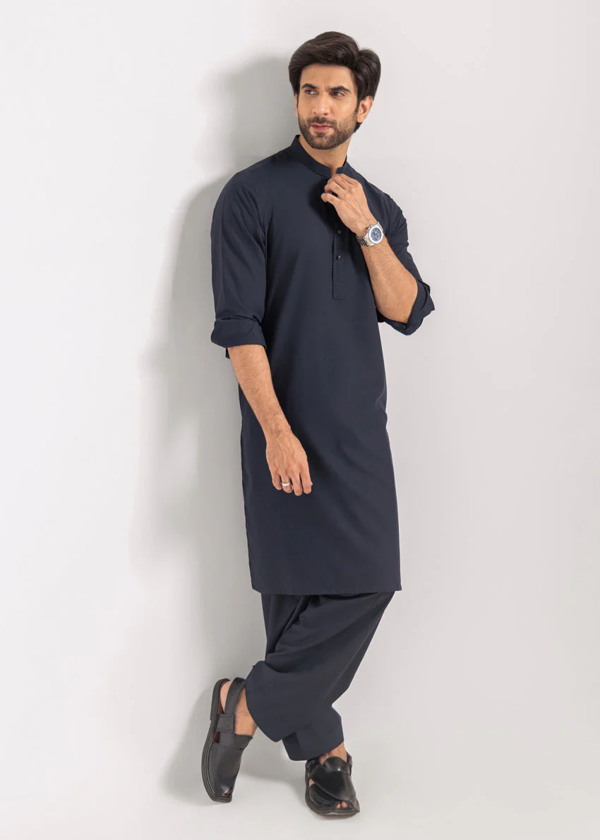 N-Blue-Blended-Kurta Shalwar - (M25KSS1012) Y-F-12 - Image 4