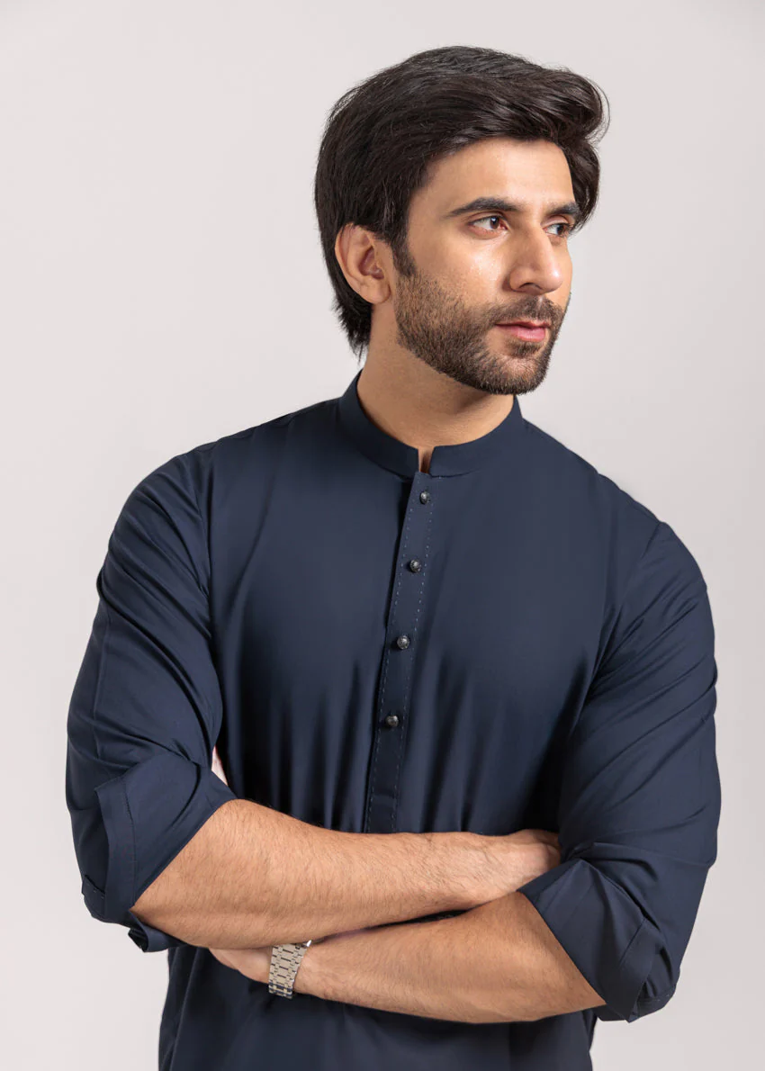 N-Blue-Blended-Kurta Shalwar - (M25KSS1012) Y-F-12 - Image 5