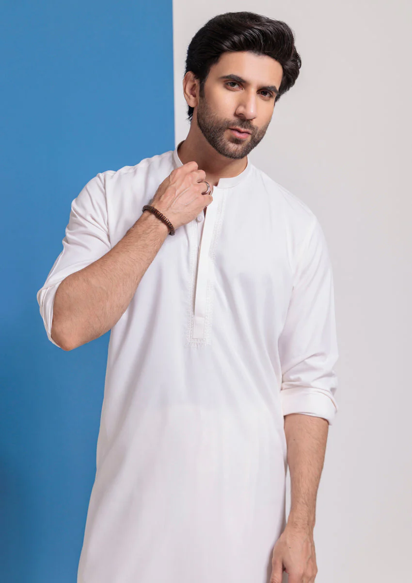 O-White-Blended-Shalwar Suit - (M25SSE2059) Y-F-16 J(48) - Image 5