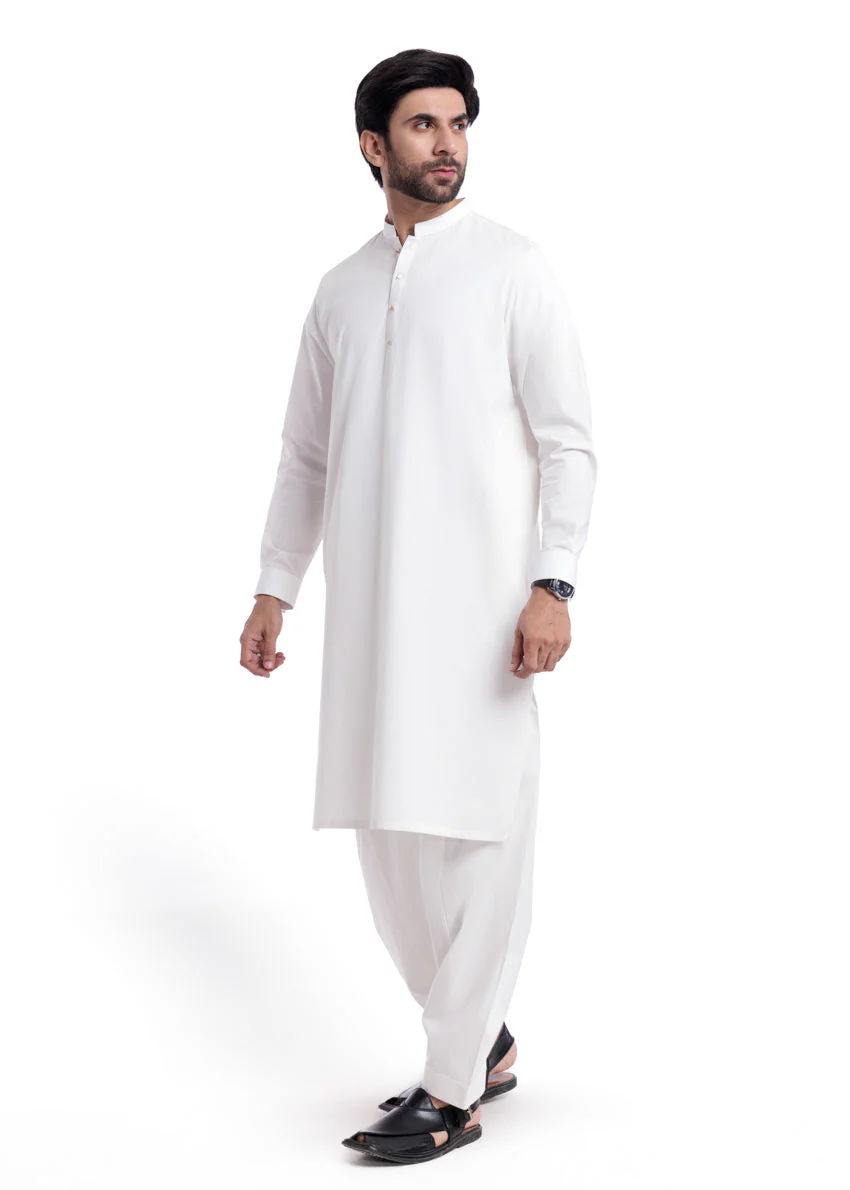 O-White-Cotton-Shalwar Suit - (MP2PBBW25ADD9) (YF-7) - Image 2