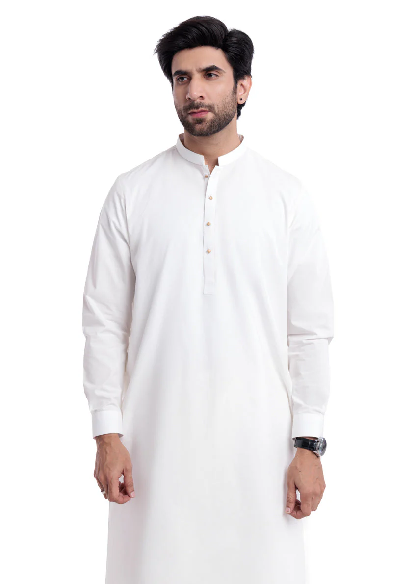 O-White-Cotton-Shalwar Suit - (MP2PBBW25ADD9) (YF-7) - Image 3