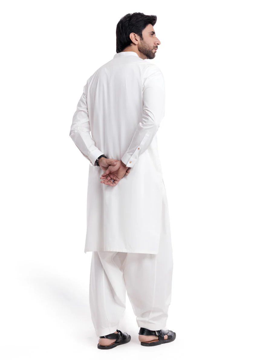 O-White-Cotton-Shalwar Suit - (MP2PBBW25ADD9) (YF-7) - Image 4