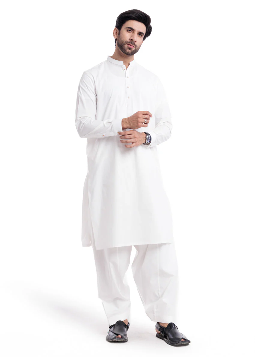 O-White-Cotton-Shalwar Suit - (MP2PBBW25ADD9) (YF-7) - Image 5