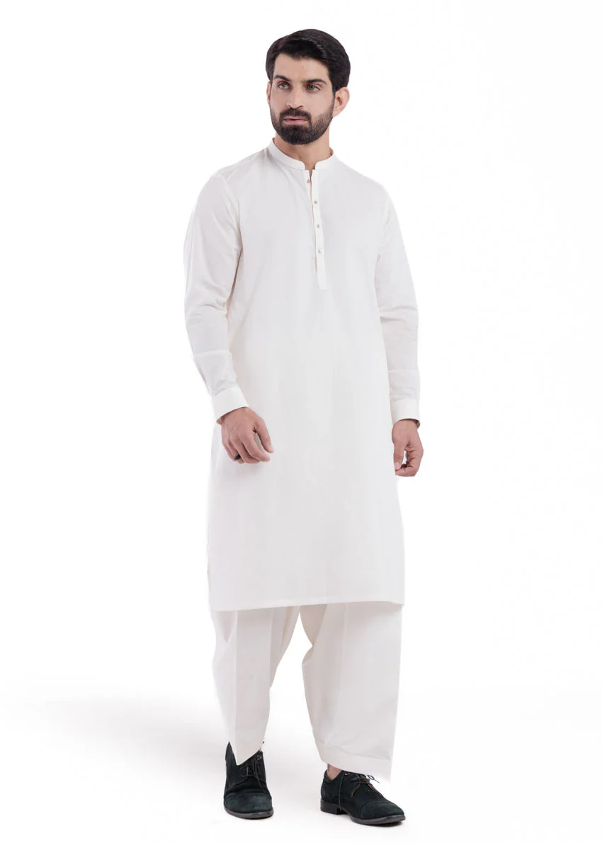 O-White-Cotton-Shalwar Suit - (MPS25SSS2054) F-1