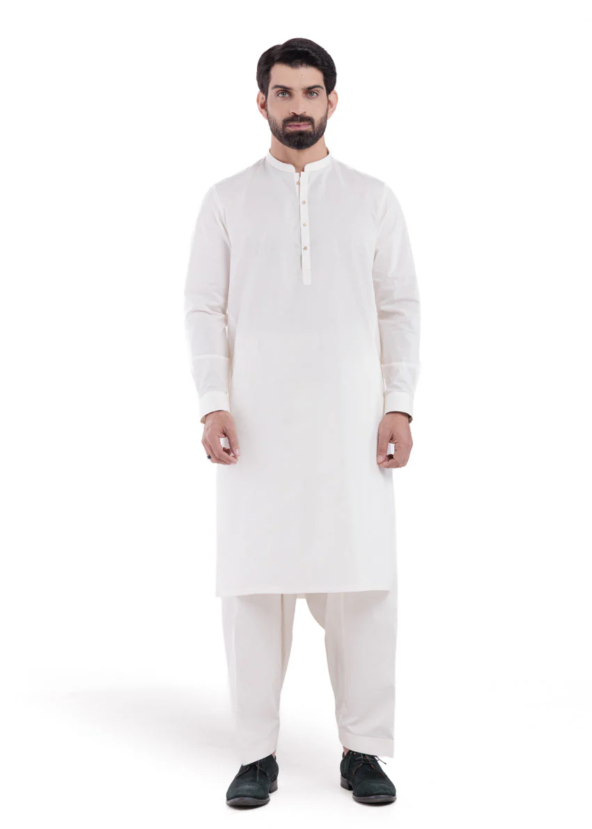 O-White-Cotton-Shalwar Suit - (MPS25SSS2054) F-1 - Image 3