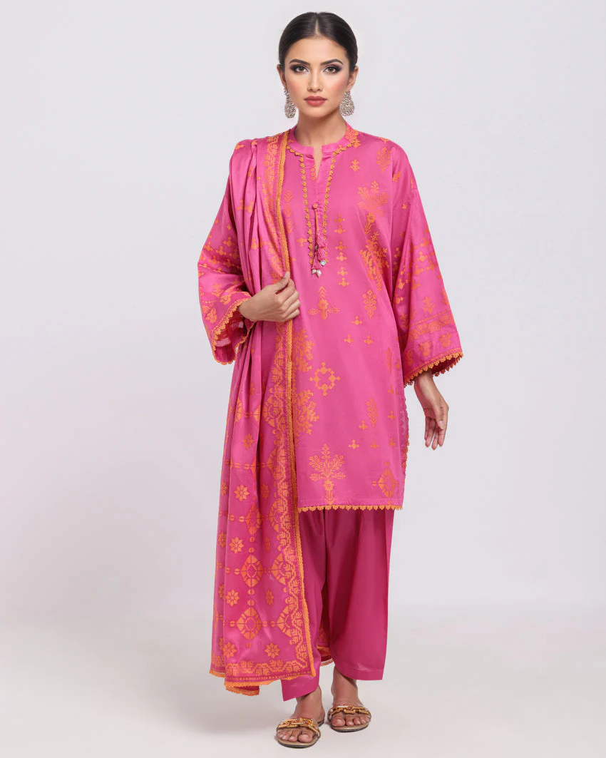Pink-Jacquard-3 Piece (WPS25JD3068) J(114) - Image 3