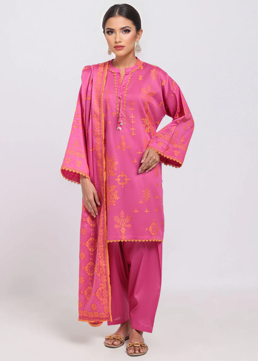 Pink-Jacquard-3 Piece (WPS25JD3068) J(114) - Image 4