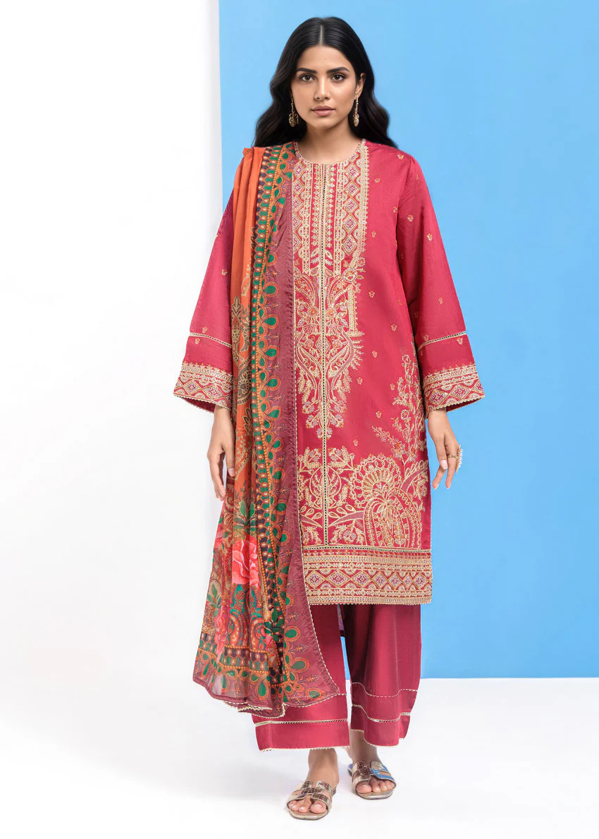 Red-Cotton Silk-3 Piece (WPS25FE3052) J(114)