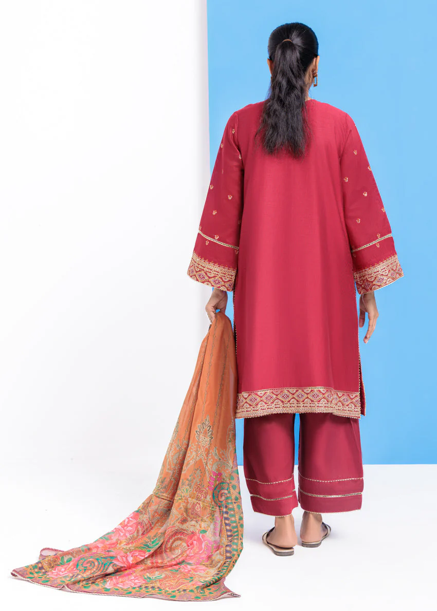 Red-Cotton Silk-3 Piece (WPS25FE3052) J(114) - Image 2