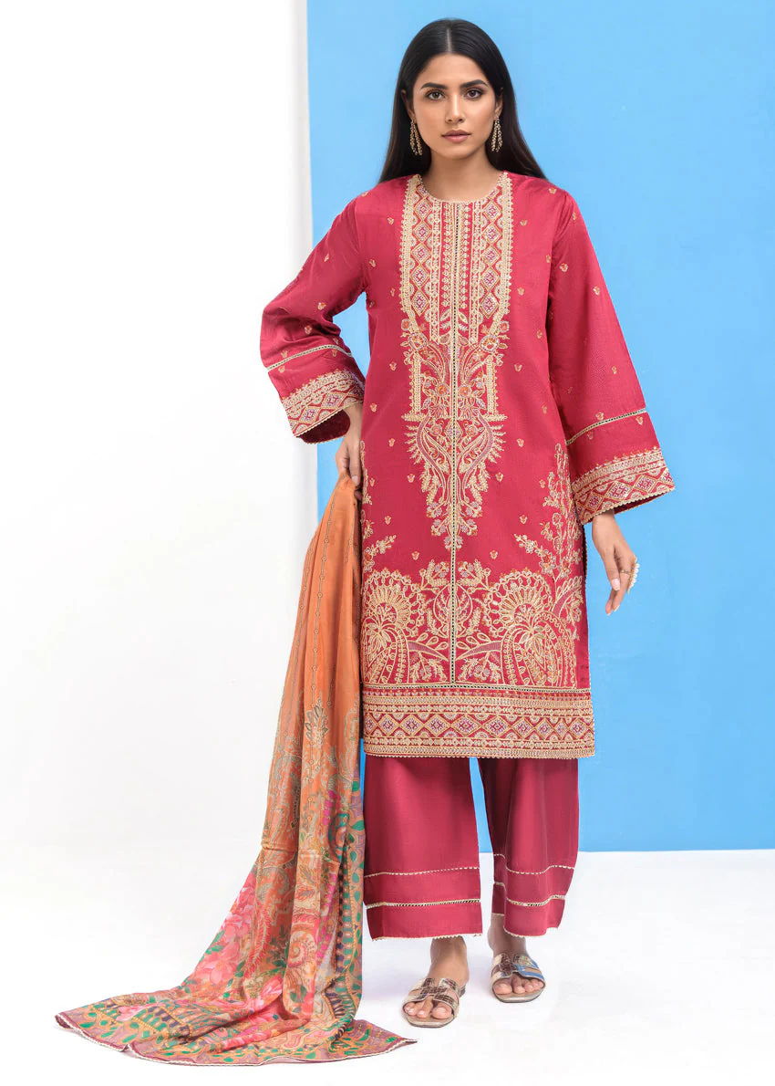 Red-Cotton Silk-3 Piece (WPS25FE3052) J(114) - Image 3