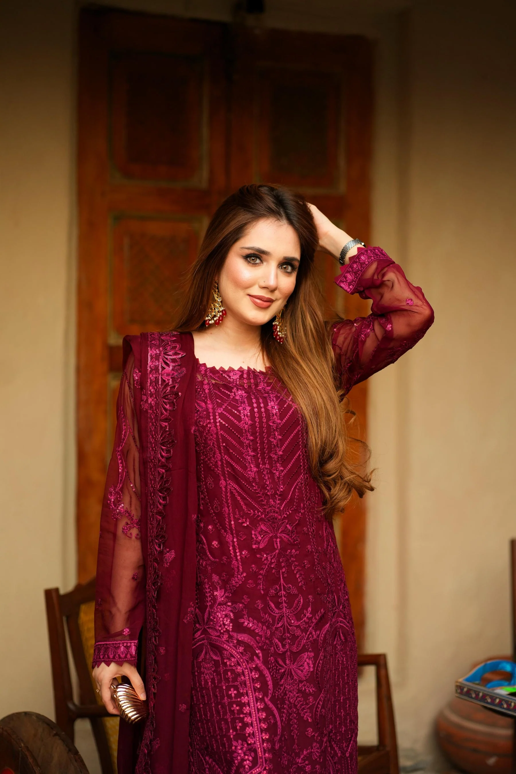 Salai Stitched Chiffon 3 Piece A-0003 J(83) - Image 2