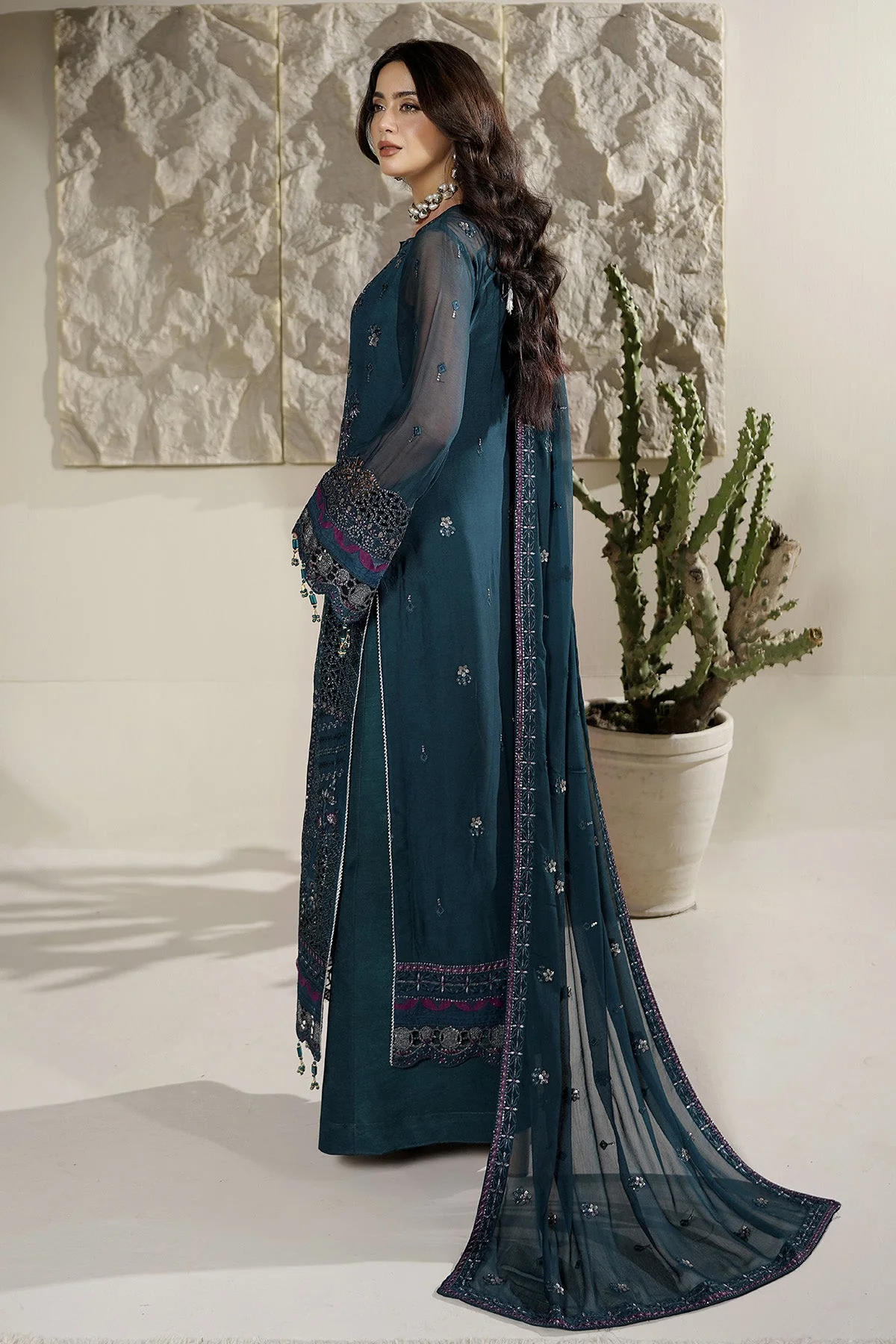 Salai Stitched Chiffon 3 Piece A-12003 J(116) - Image 2