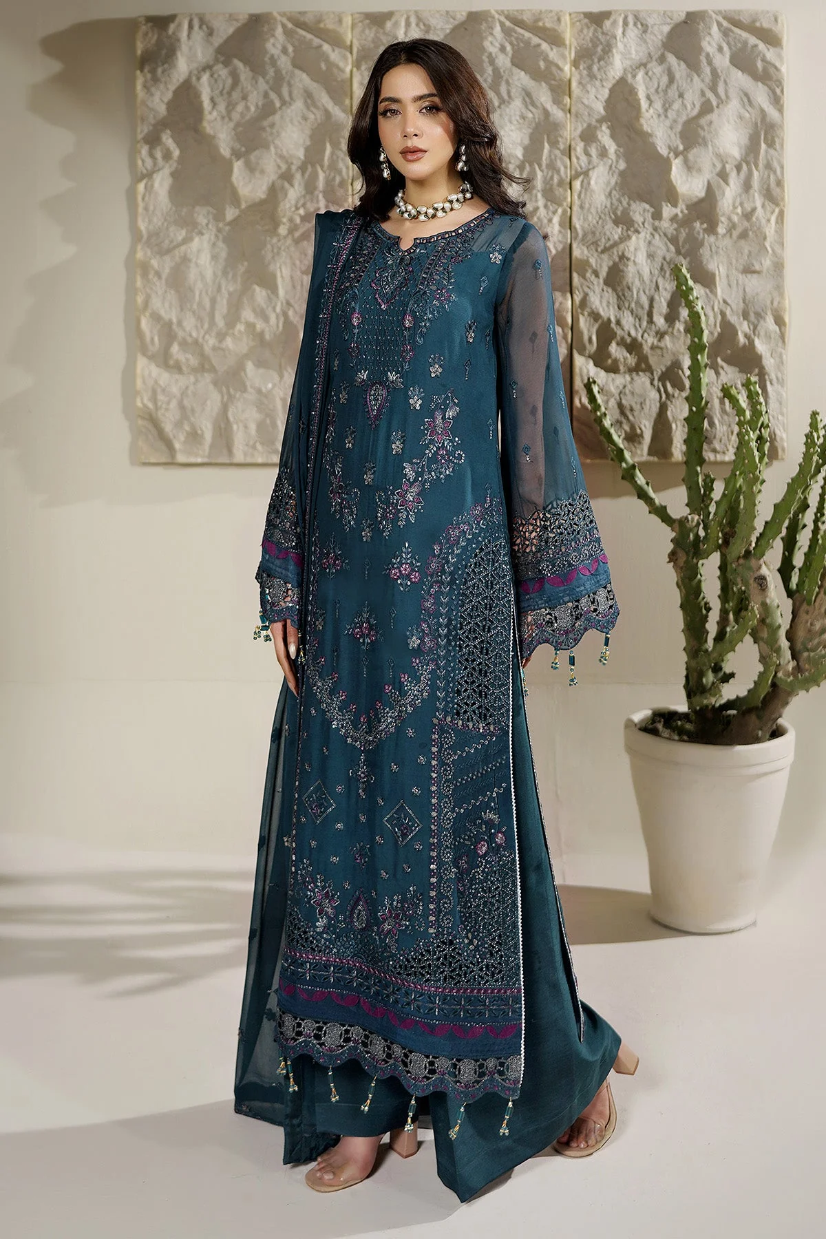 Salai Stitched Chiffon 3 Piece A-12003 J(116) - Image 3