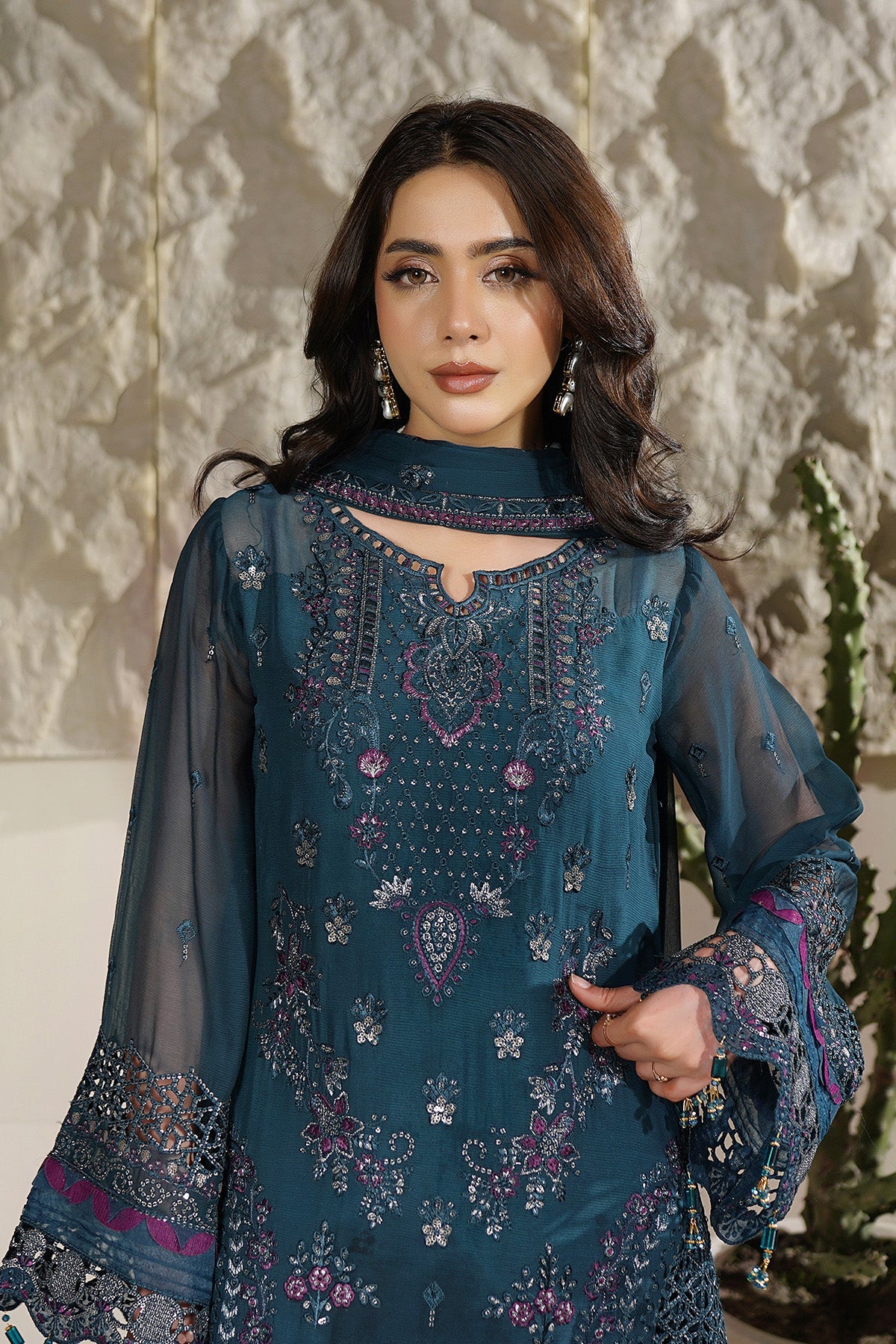 Salai Stitched Chiffon 3 Piece A-12003 J(116) - Image 5