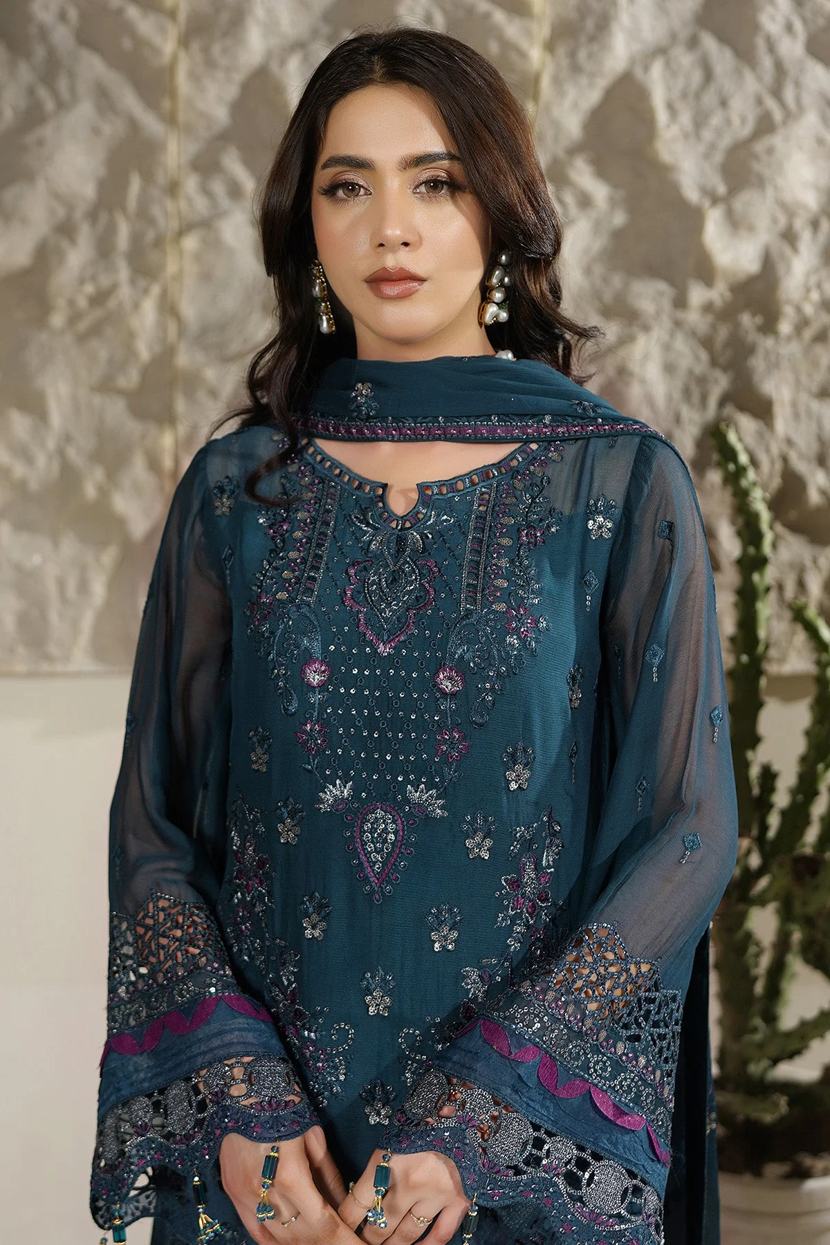 Salai Stitched Chiffon 3 Piece A-12003 J(116) - Image 6