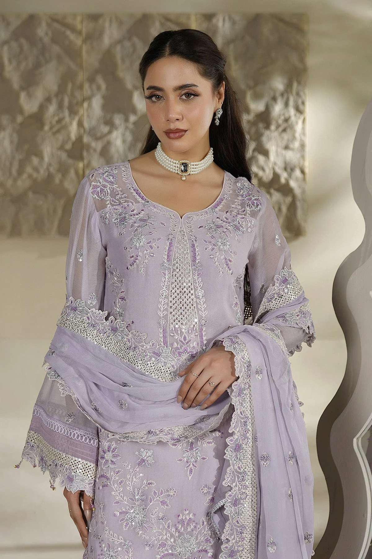 Salai Stitched Chiffon 3 Piece A-12004 J(144) - Image 5