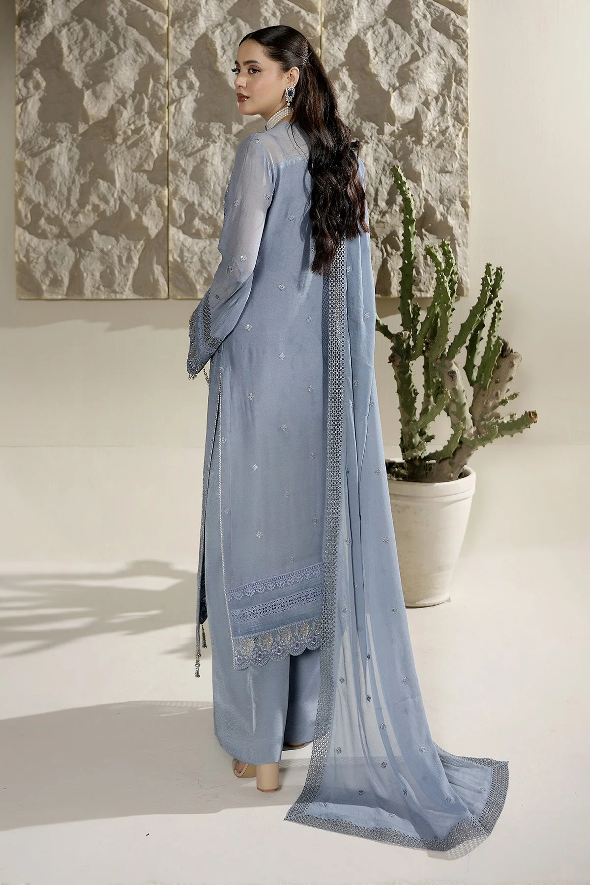 Salai Stitched Chiffon 3 Piece A-12005 J(131&130) - Image 2