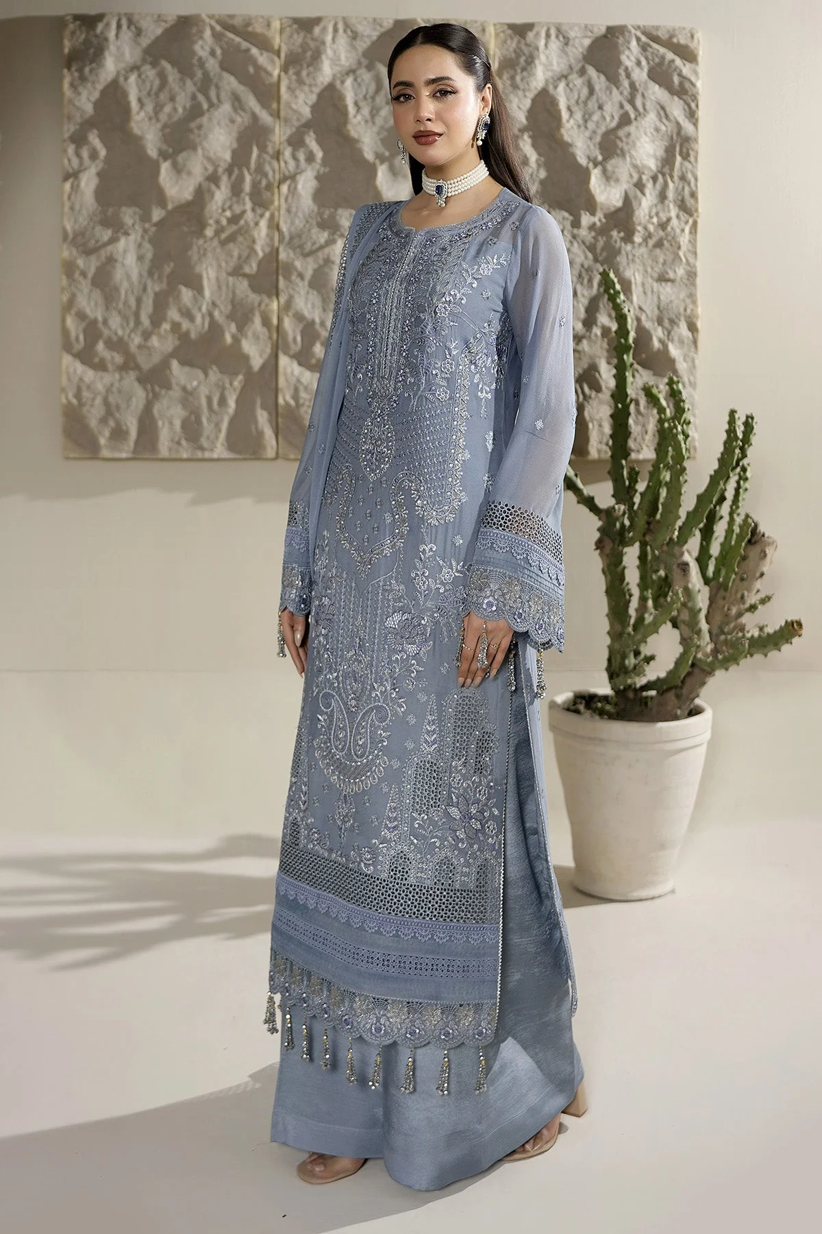 Salai Stitched Chiffon 3 Piece A-12005 J(131&130) - Image 4
