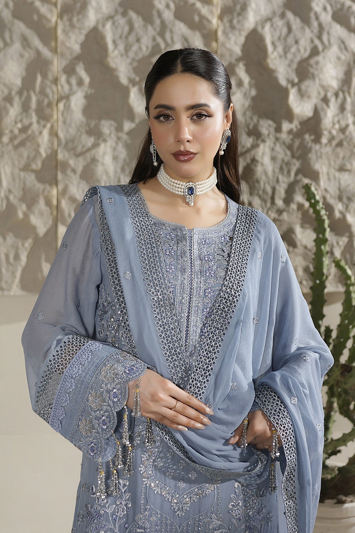 Salai Stitched Chiffon 3 Piece A-12005 J(131&130) - Image 5
