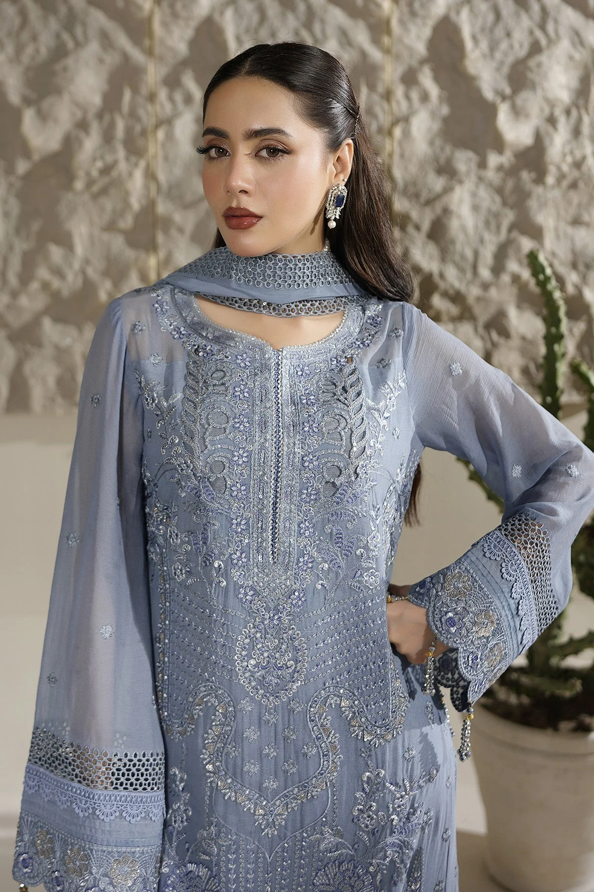Salai Stitched Chiffon 3 Piece A-12005 J(131&130) - Image 6