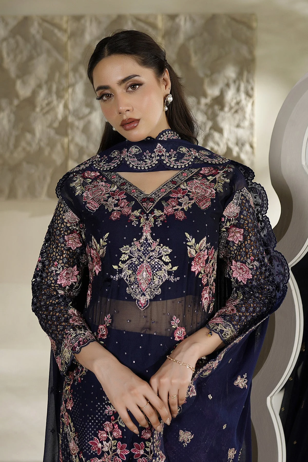 Salai Stitched Chiffon 3 Piece A-12007 J(150) - Image 3