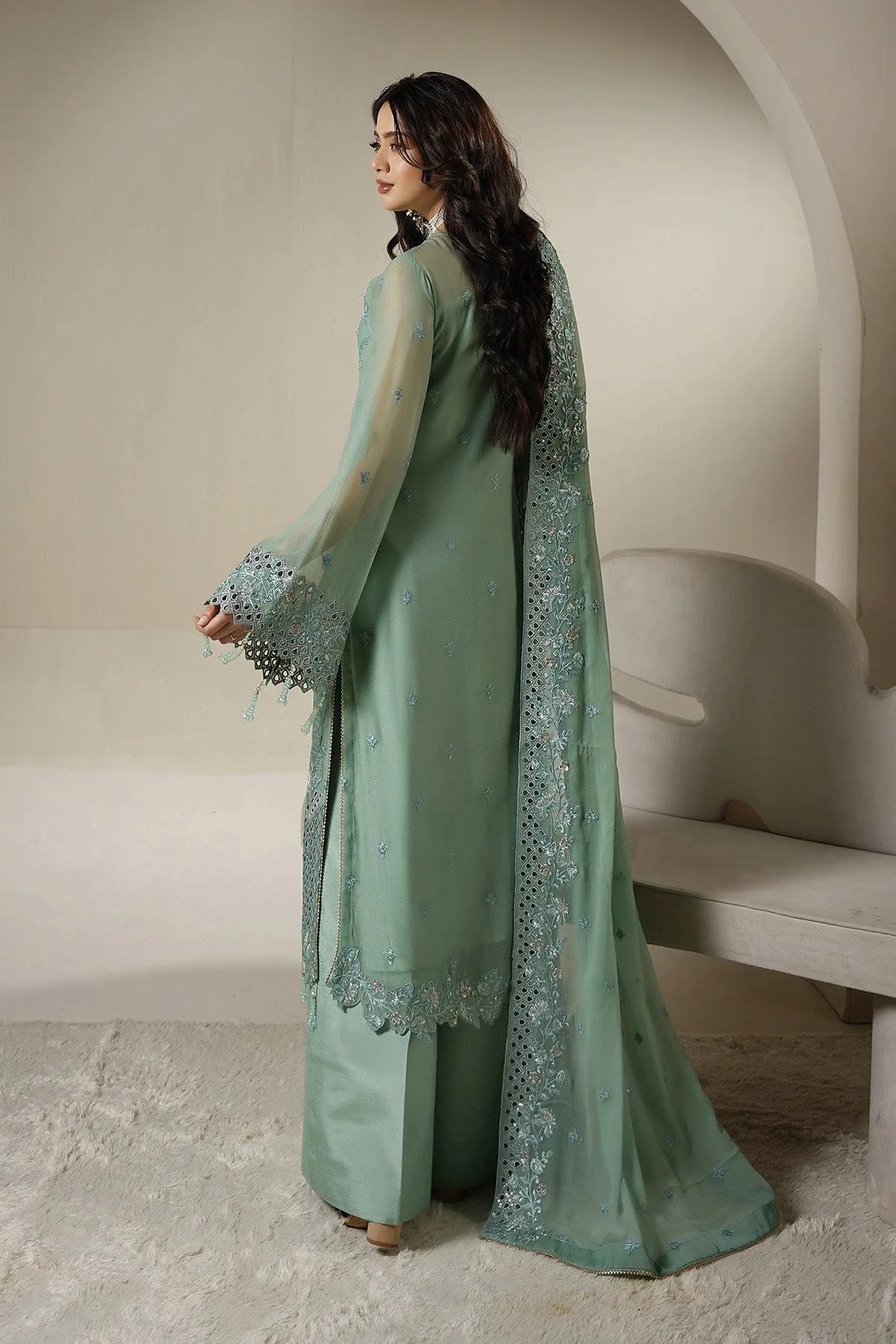 Salai Stitched Chiffon 3 Piece A-12008 J(136&135) - Image 2