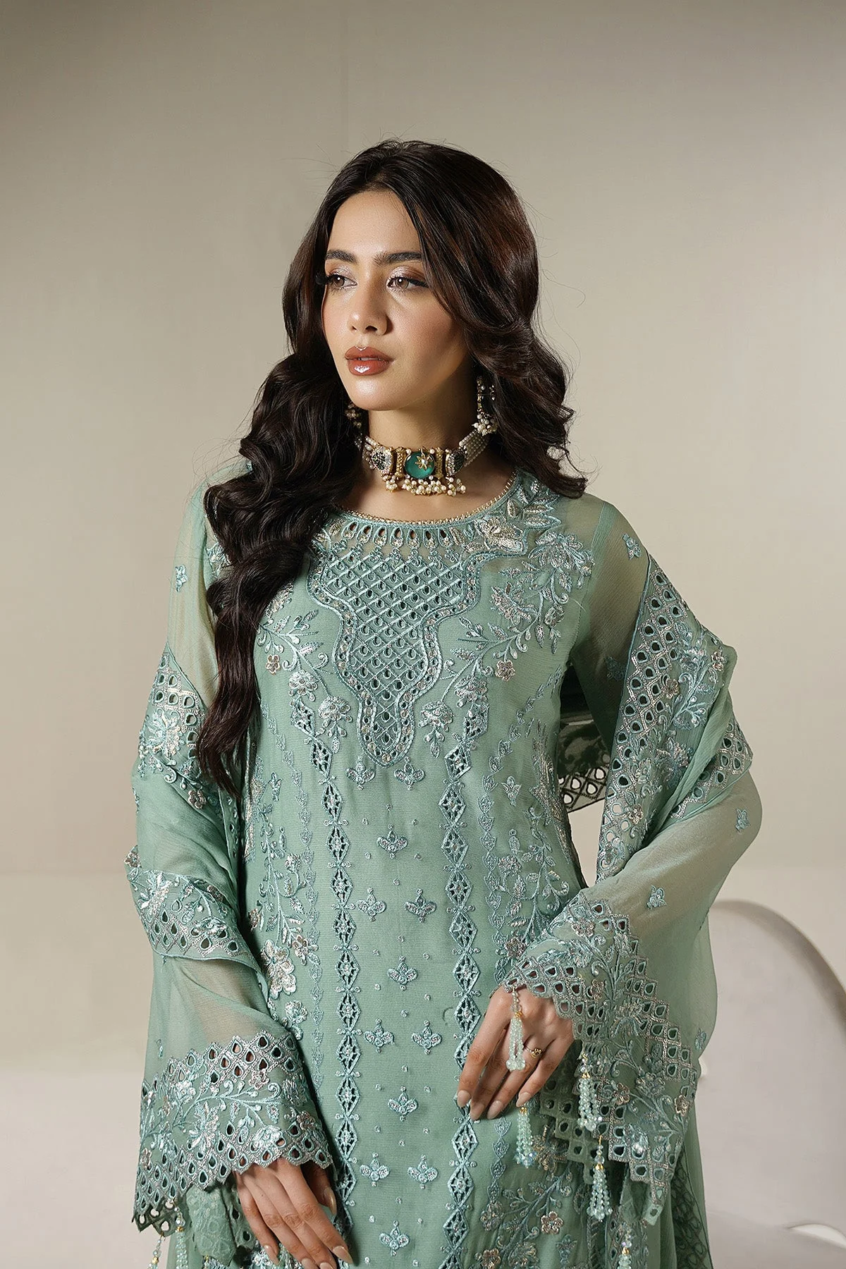 Salai Stitched Chiffon 3 Piece A-12008 J(136&135) - Image 4