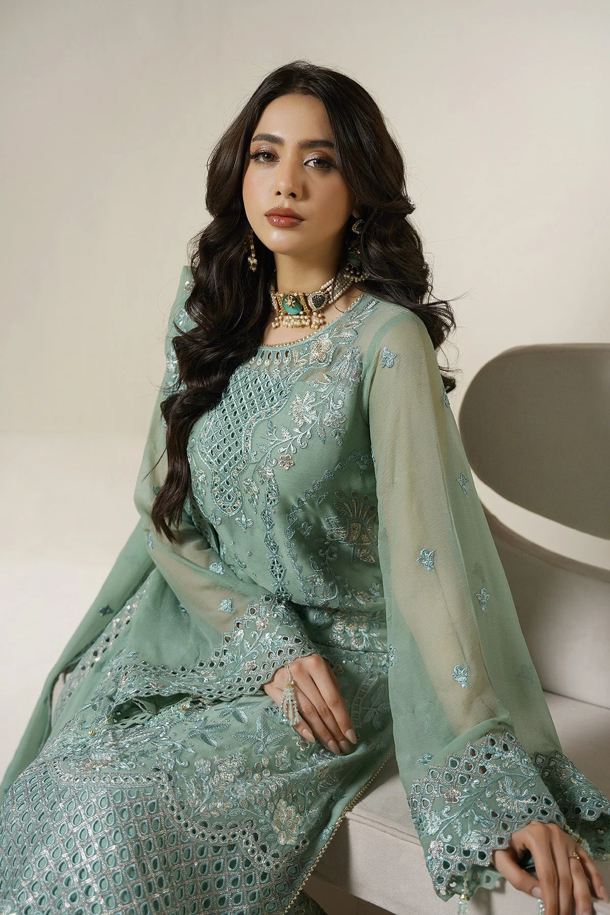 Salai Stitched Chiffon 3 Piece A-12008 J(136&135) - Image 5
