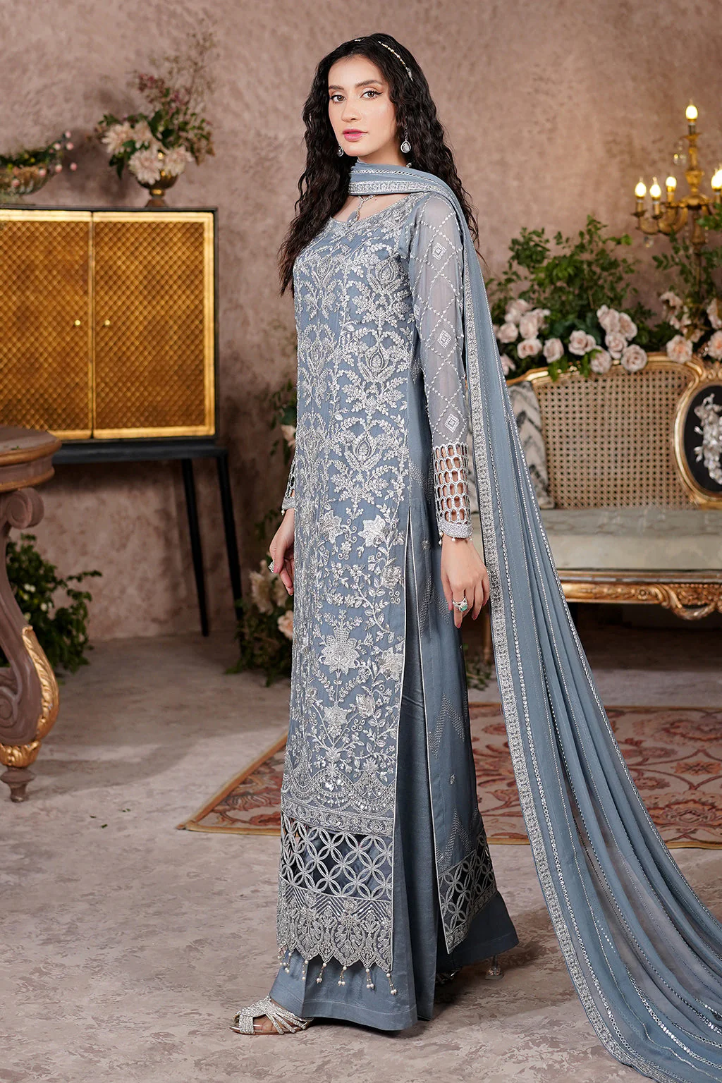 Salai Stitched Chiffon 3 Piece A-8006 J(83) - Image 4