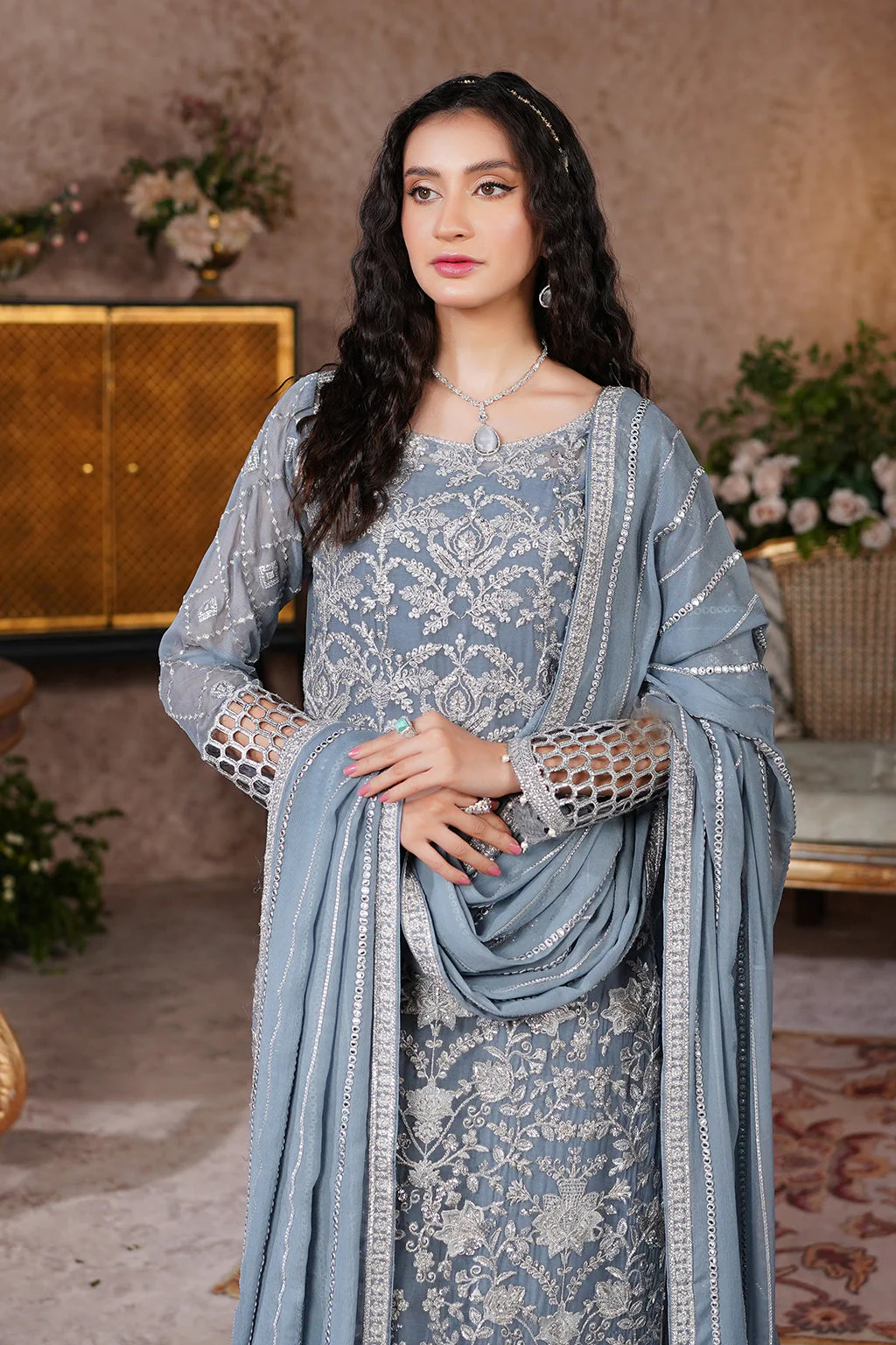Salai Stitched Chiffon 3 Piece A-8006 J(83) - Image 5