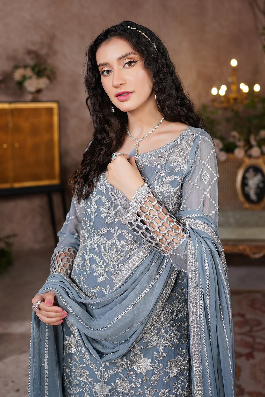 Salai Stitched Chiffon 3 Piece A-8006 J(83) - Image 6