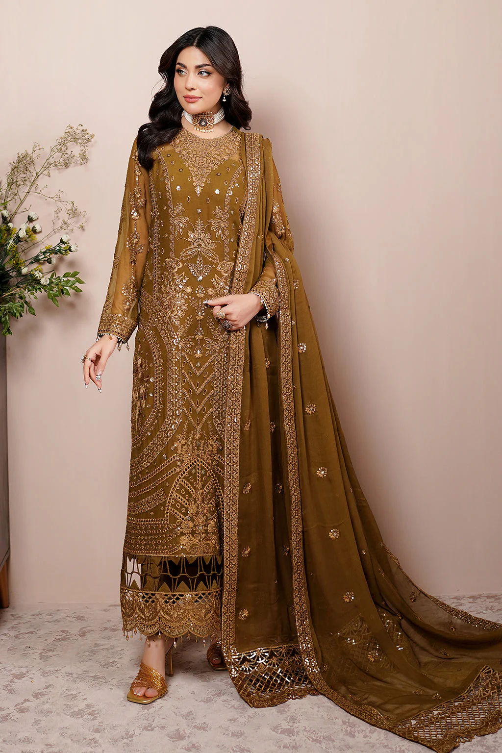 Salai Stitched Chiffon 3 Piece A-8008 J(121) - Image 5