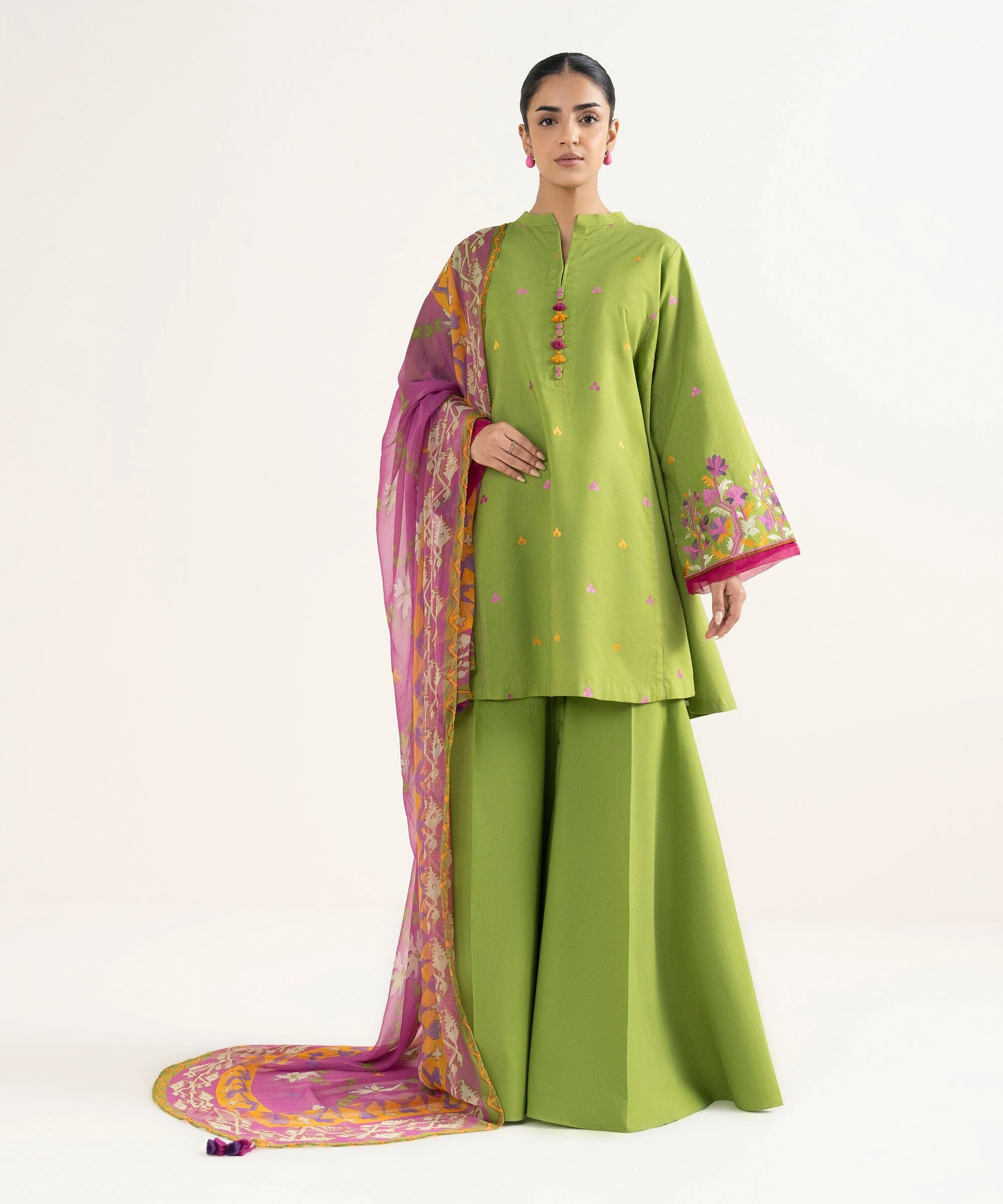 Sapphire Stitched 3 Piece Cotton Viscose 3PEDYS26V058 J(3) Y(184)
