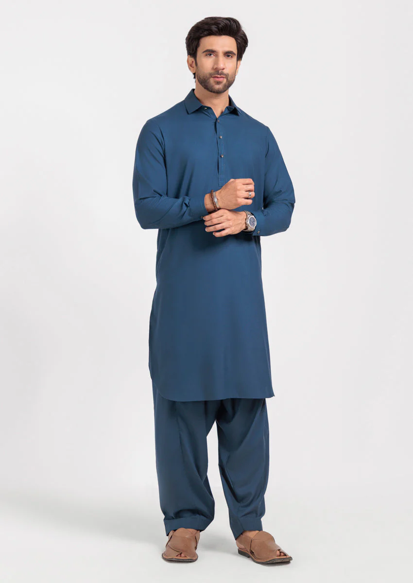 Teal-Blended-Shalwar Suit - (M25SSS2016) Y-F-12
