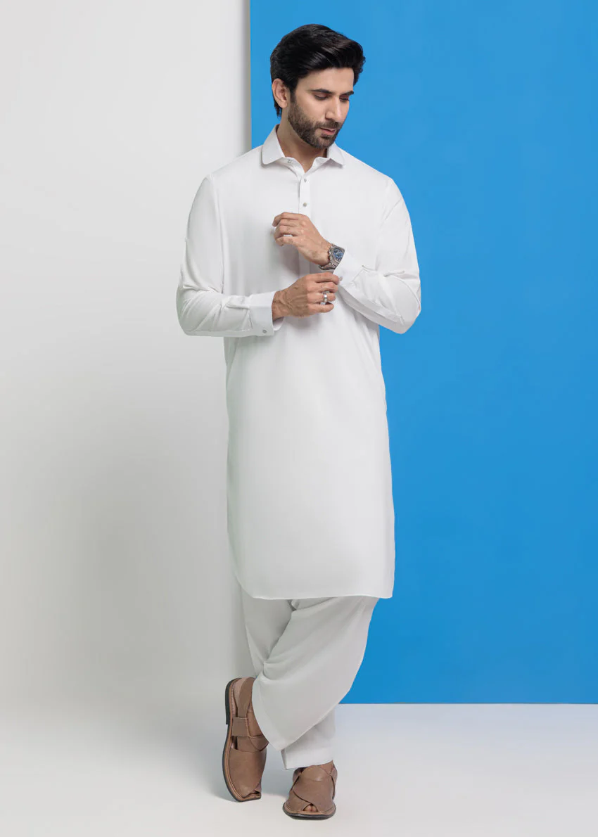 White-Blended-Shalwar Suit - (MPS25SSS2049) Y-F-10 J(44) - Image 3