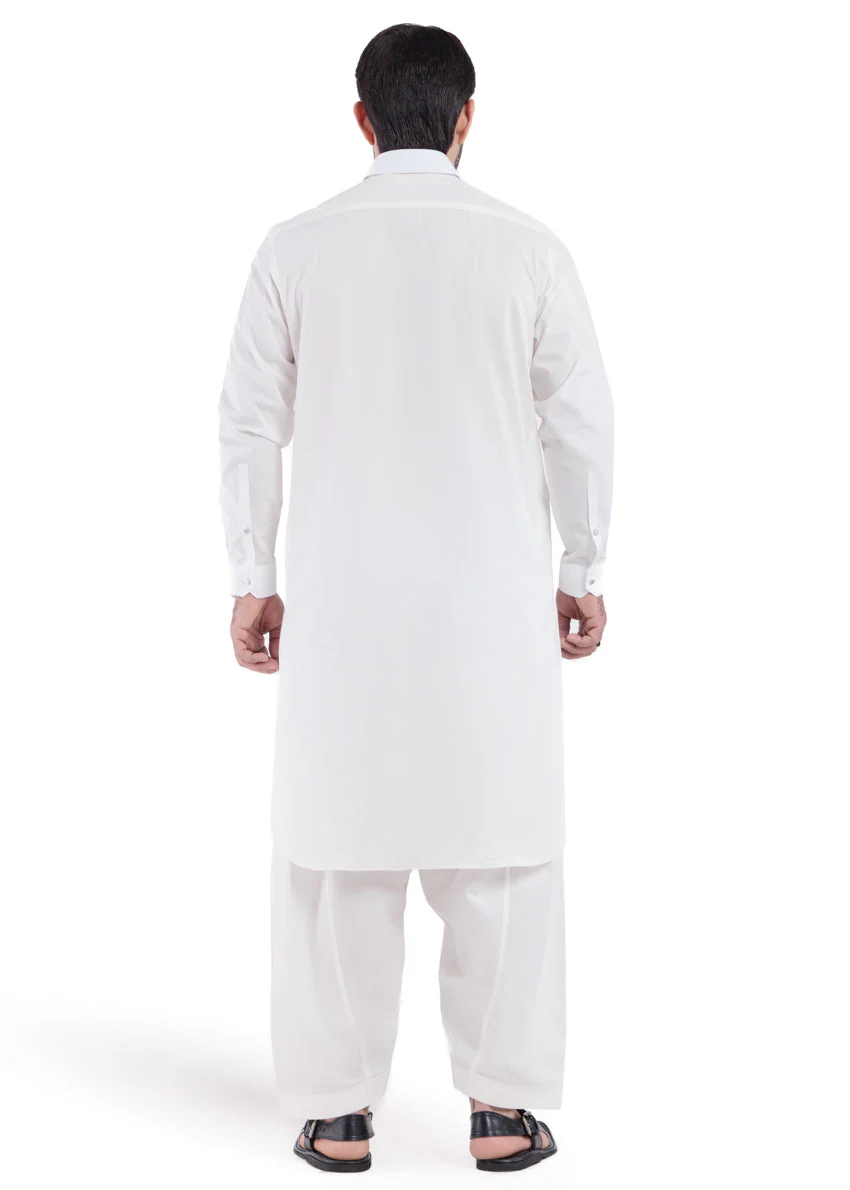 White-Cotton-Shalwar Suit - (MPS25SSS2052) JM(6) - Image 2