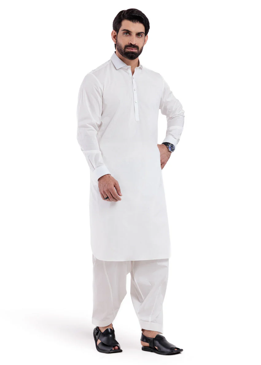 White-Cotton-Shalwar Suit - (MPS25SSS2052) JM(6) - Image 3