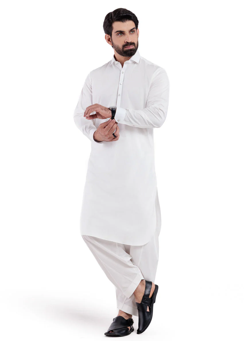 White-Cotton-Shalwar Suit - (MPS25SSS2052) JM(6) - Image 4