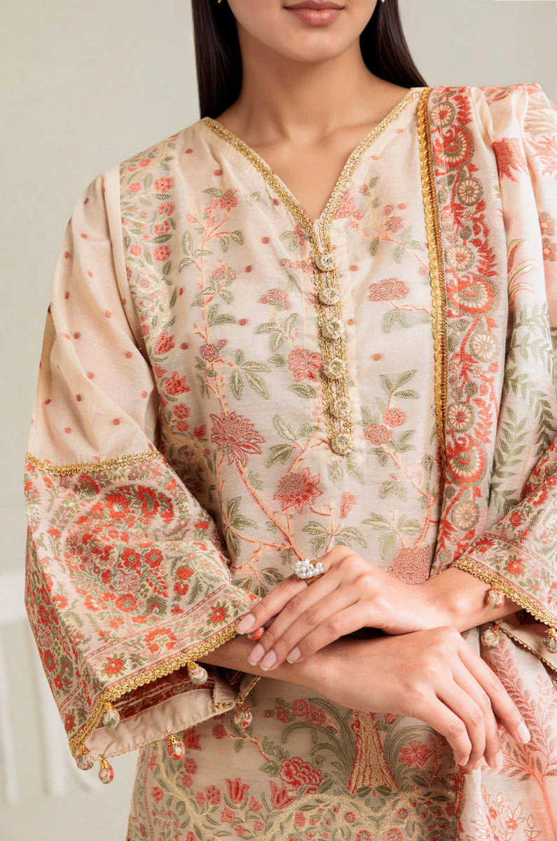 Cream-Jacquard-3 Piece (WP3PSBW25B11D38) J(139) NY 101 - Image 3