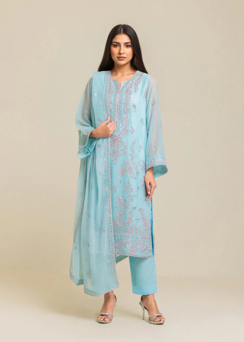 L-Blue-Chiffon-3 Piece (WU3PSLS25AF15P) J(W3) NY 106 , 107 - Image 4